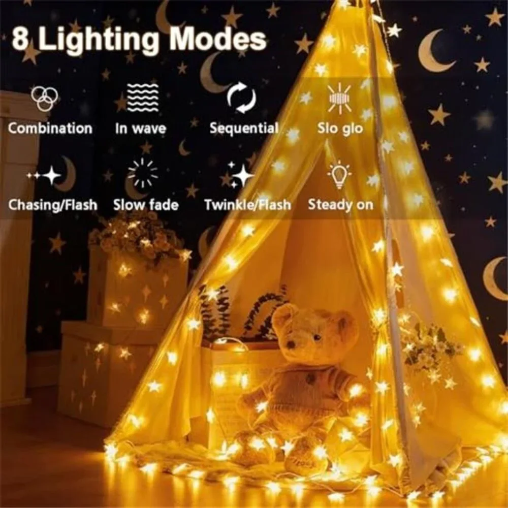 Star String Lights Battery Operated Fairy Lights LED 13ft Bedroom Party Decor
